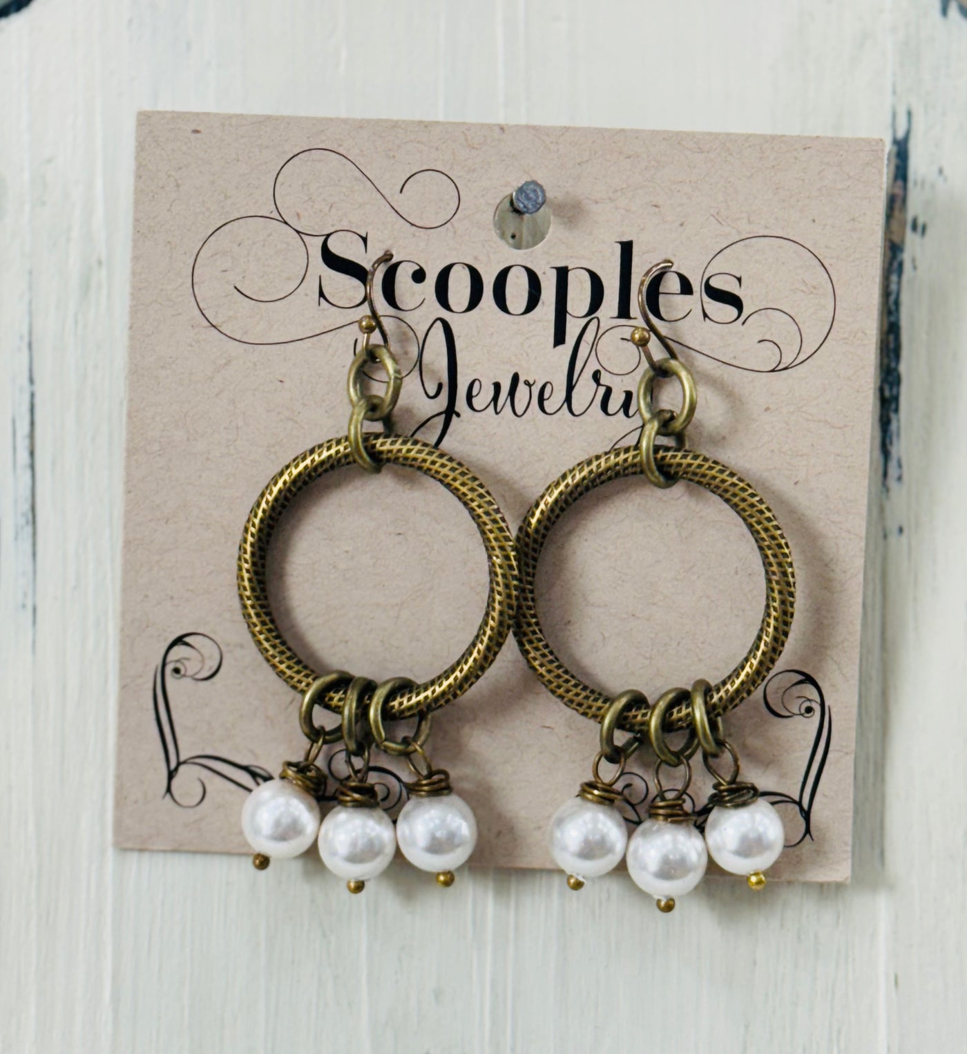 Scooples Triple Pearl Hoop Earring