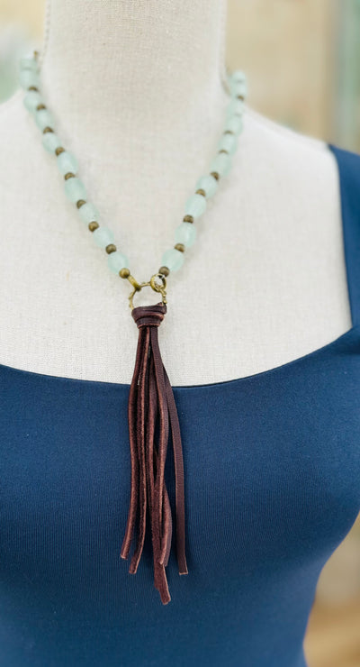 Scooples Sea Glass Tassel Necklace (5 Colors)