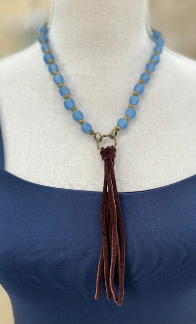 Scooples Sea Glass Tassel Necklace (5 Colors)