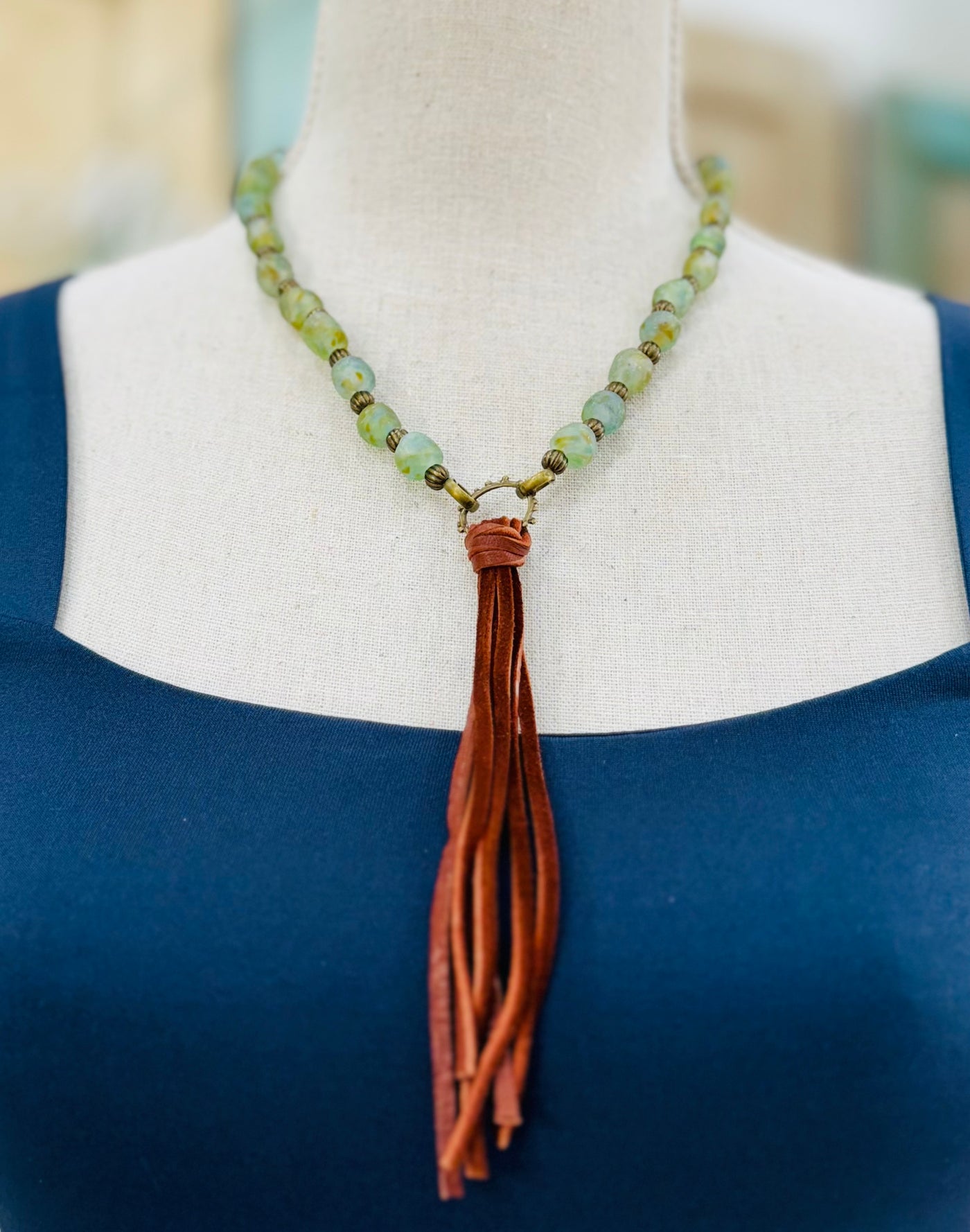 Scooples Sea Glass Tassel Necklace (5 Colors)