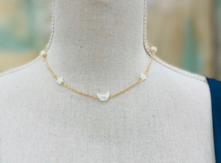 Scooples Moon and Stars Mother of Pearl Necklace