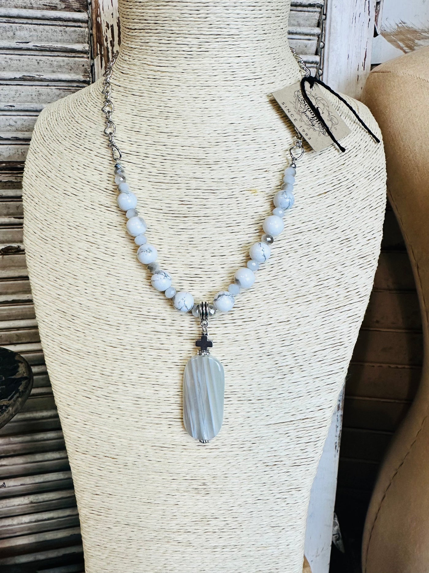 Scooples White Marble Necklace