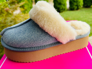 Corkys "Cuddle Up" in Light Blue Denim Slip-Ons Final Sale!