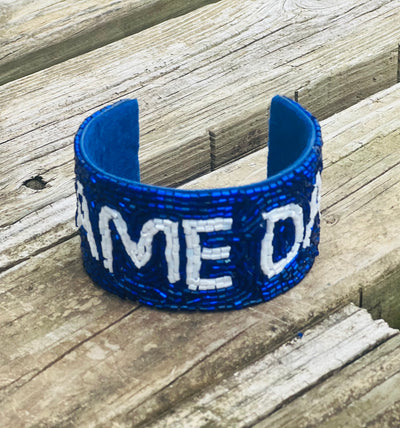 Royal Blue Beaded Game Day Cuff