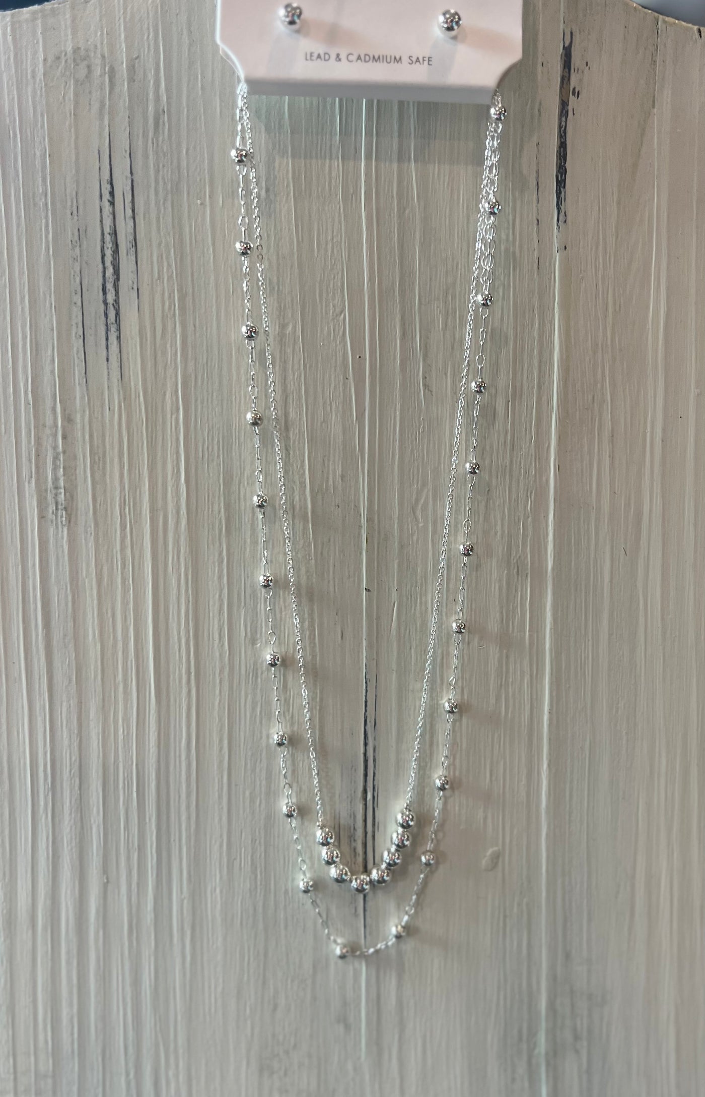 Silver Beaded Pendant w/Snake Chain