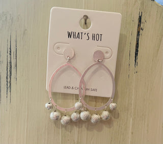 Gold or Silver Open Circle w/Silver Bead Accents Earrings