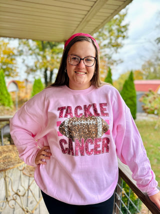 "Tackle Cancer" Sweatshirt on Light Pink Final Sale
