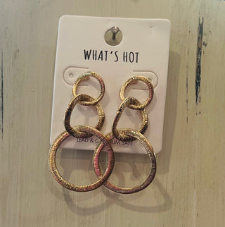 Worn Gold or Silver Triple Drop Earrings