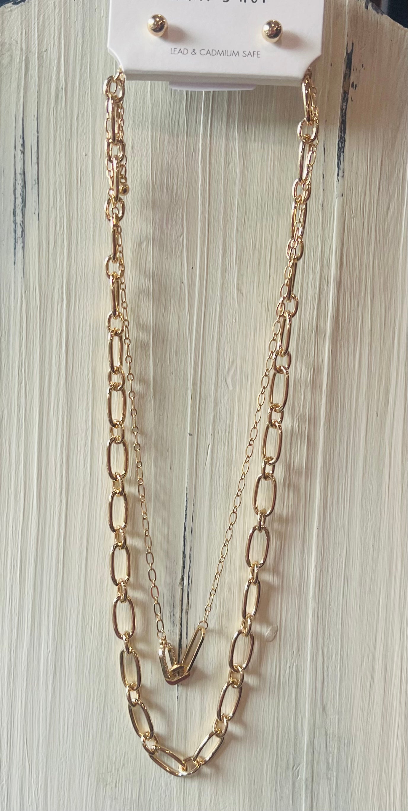 Gold or Silver Textured Chain w/Rhinestones