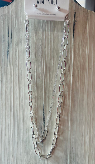 Gold or Silver Textured Chain w/Rhinestones