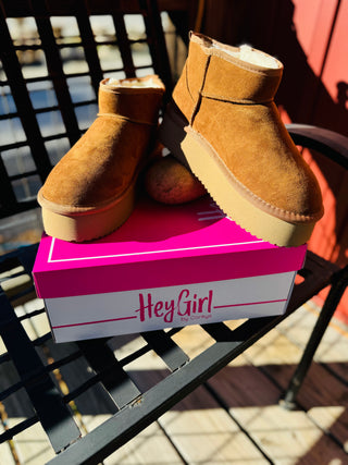 Corkys "Room Service" Platform Booties in Tobacco Faux Suede Final Sale!