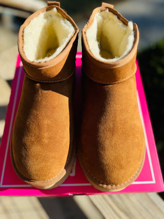 Corkys "Room Service" Platform Booties in Tobacco Faux Suede Final Sale!