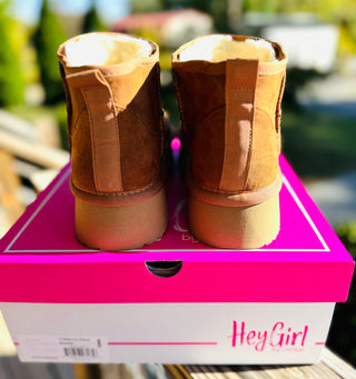 Corkys "Room Service" Platform Booties in Tobacco Faux Suede Final Sale!
