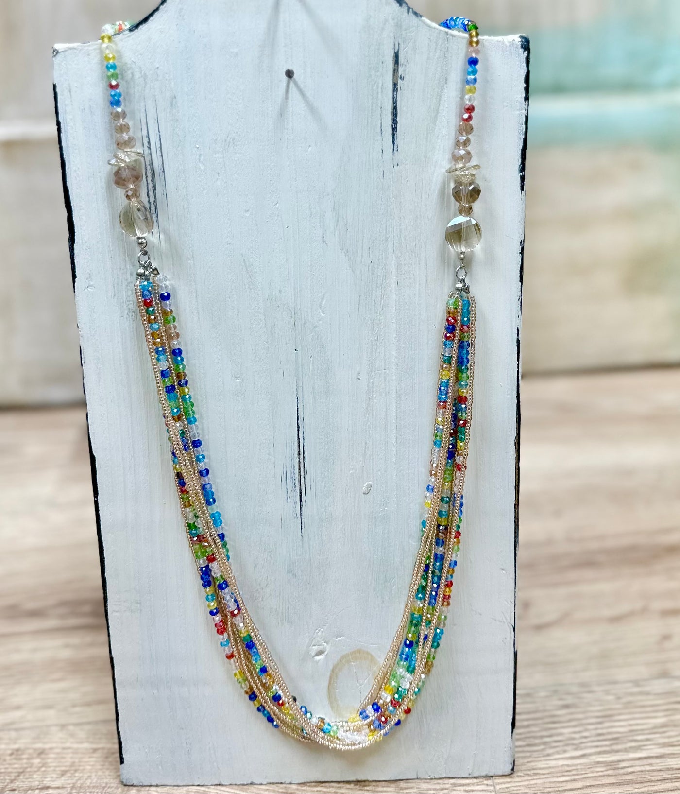 Dainty Layered Beaded Necklace with Crystal Beaded Accents (5 Colors)