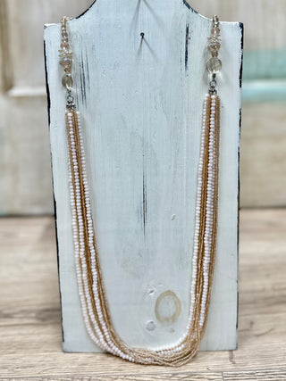 Dainty Layered Beaded Necklace with Crystal Beaded Accents (5 Colors)