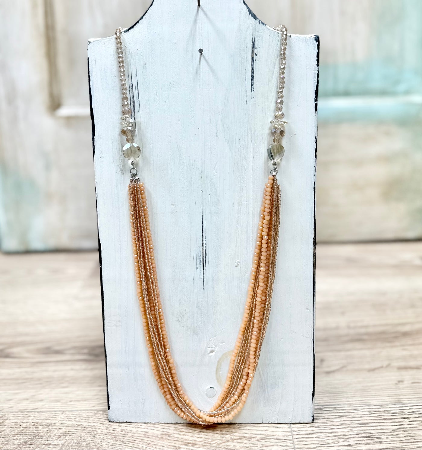 Dainty Layered Beaded Necklace with Crystal Beaded Accents (5 Colors)