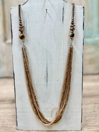 Dainty Layered Beaded Necklace with Crystal Beaded Accents (5 Colors)