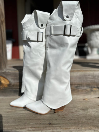 BREAK HEARTS WHITE TWO PIECE COWBOY BOOT W/ REMOVABLE OVERLAP Final Sale