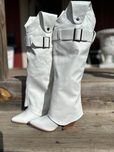 BREAK HEARTS WHITE TWO PIECE COWBOY BOOT W/ REMOVABLE OVERLAP