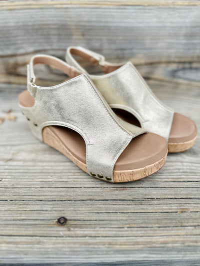 Carley Platform Wedge in Antique Gold by Corky's