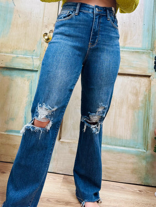 Judy Blue High Waist 90's Knee Destroy Straight