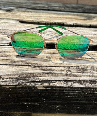DIFF EYEWEAR AXEL GOLD + GREEN MIRROR