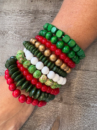 10 Piece Mixed Christmas Stackable Bracelet Set