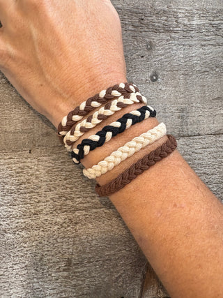 SC Khaki 5pcs Decor Braided Hair Ties