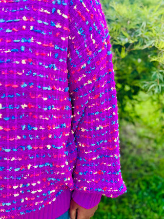 Curvy Pink Oversized Tweed Knit Sweater Top Final Sale
