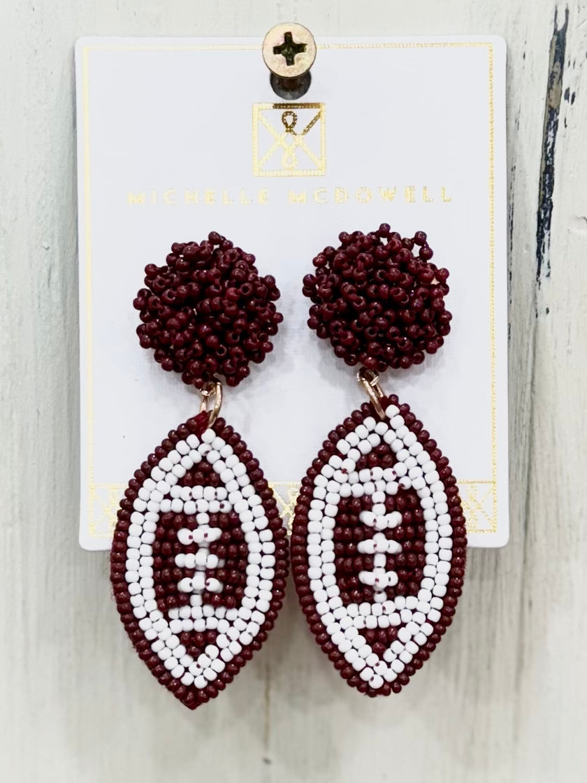 MICHELLE MCDOWELL GAME DAY EARRINGS - MAROON