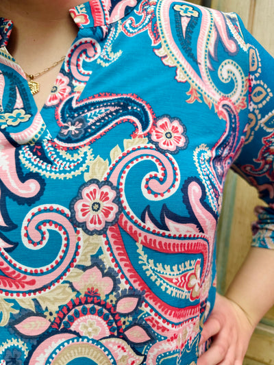 Curvy Teal Paisley Lizzy Top
