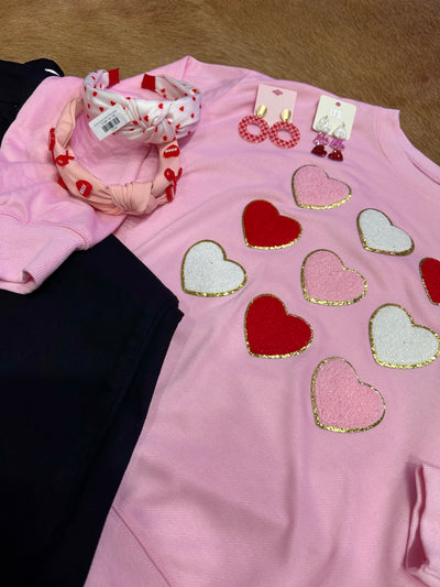Chenille Heart Tic-Tac-Toe Valentines Sweatshirt