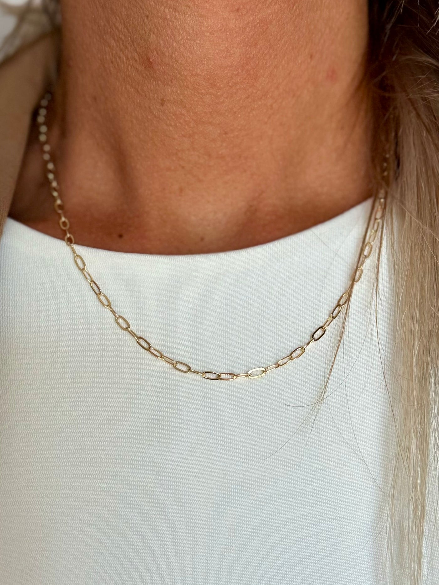 18K Gold Filled 16" Paperclip Satellite Chain Necklace