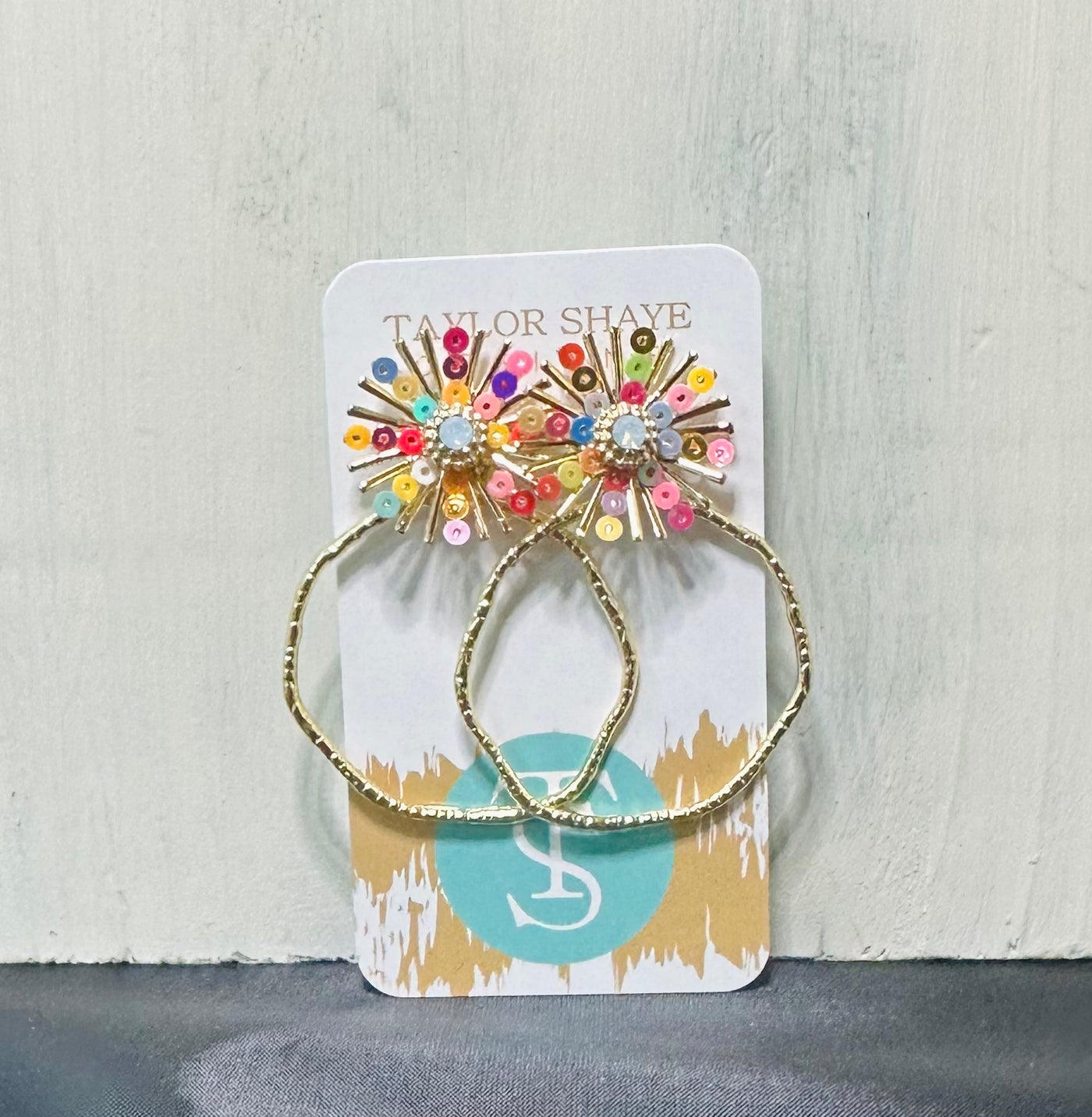 Taylor Shaye Rainbow Sequin Sunburst Hoops