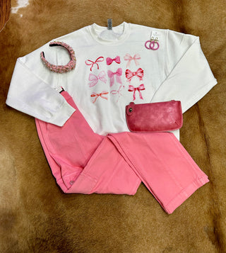 Pink Bow Crewneck Sweatshirt