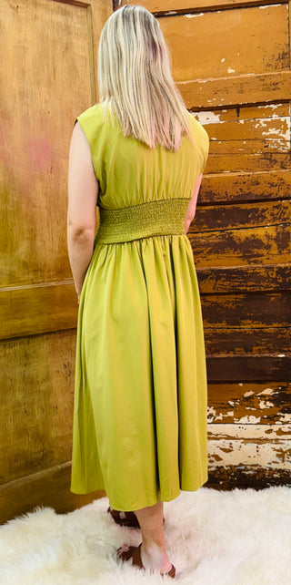 Avocado Sleeveless Two-Way Zipper Dress w/ Pockets Final Sale