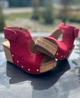 Corkys "Frisky" in Dark Red Faux Suede