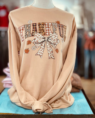 Thankful on Heather Sand Dune Sweatshirt Final Sale