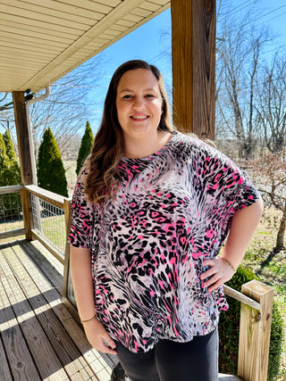 Curvy Grey Pink Tunic Top Final Sale