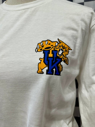 Pocket Design Cats Long Sleeve Tee on White