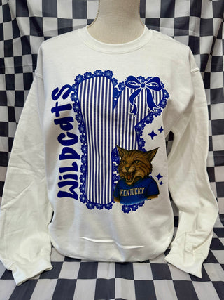 Vintage Cat Crewneck Sweatshirt in White