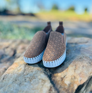 Tan Nicole Perforated Edge Slip On Sneaker by Very G FINAL SALE