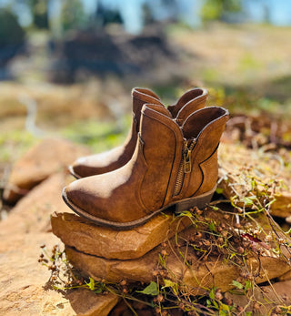 Tan Evie 2 Round Toe Booties by Very G Final Sale