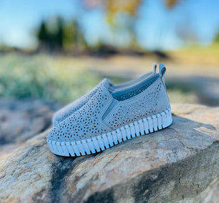 Light Grey Nicole Perforated Edge Slip On Sneaker by Very G FINAL SALE