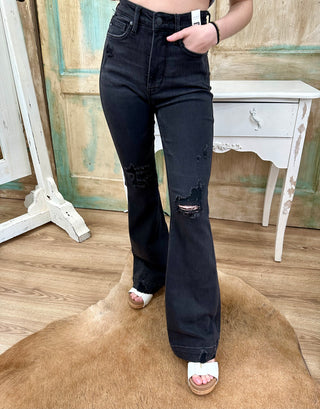 Judy Blue Black High Waist Tummy Control Destroy Flare