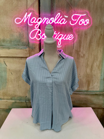 Curvy Striped Short Sleeve Woven Top (2 Colors)