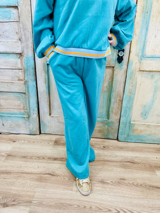 Sage Color Block Band Detail Comfy Knit Top & Pants Set Final Sale!