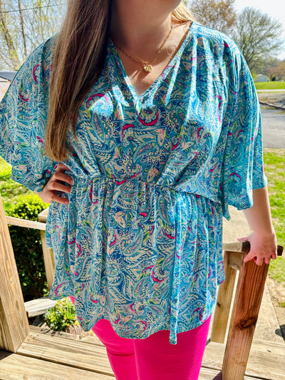 Curvy Dreamer Blue Top with Dolman Sleeves