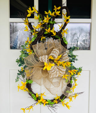 Bunny Forsythia Door Hanger