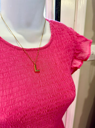 LIGHT FUCHSIA SMOCKED TIERED MIDI DRESS Final Sale